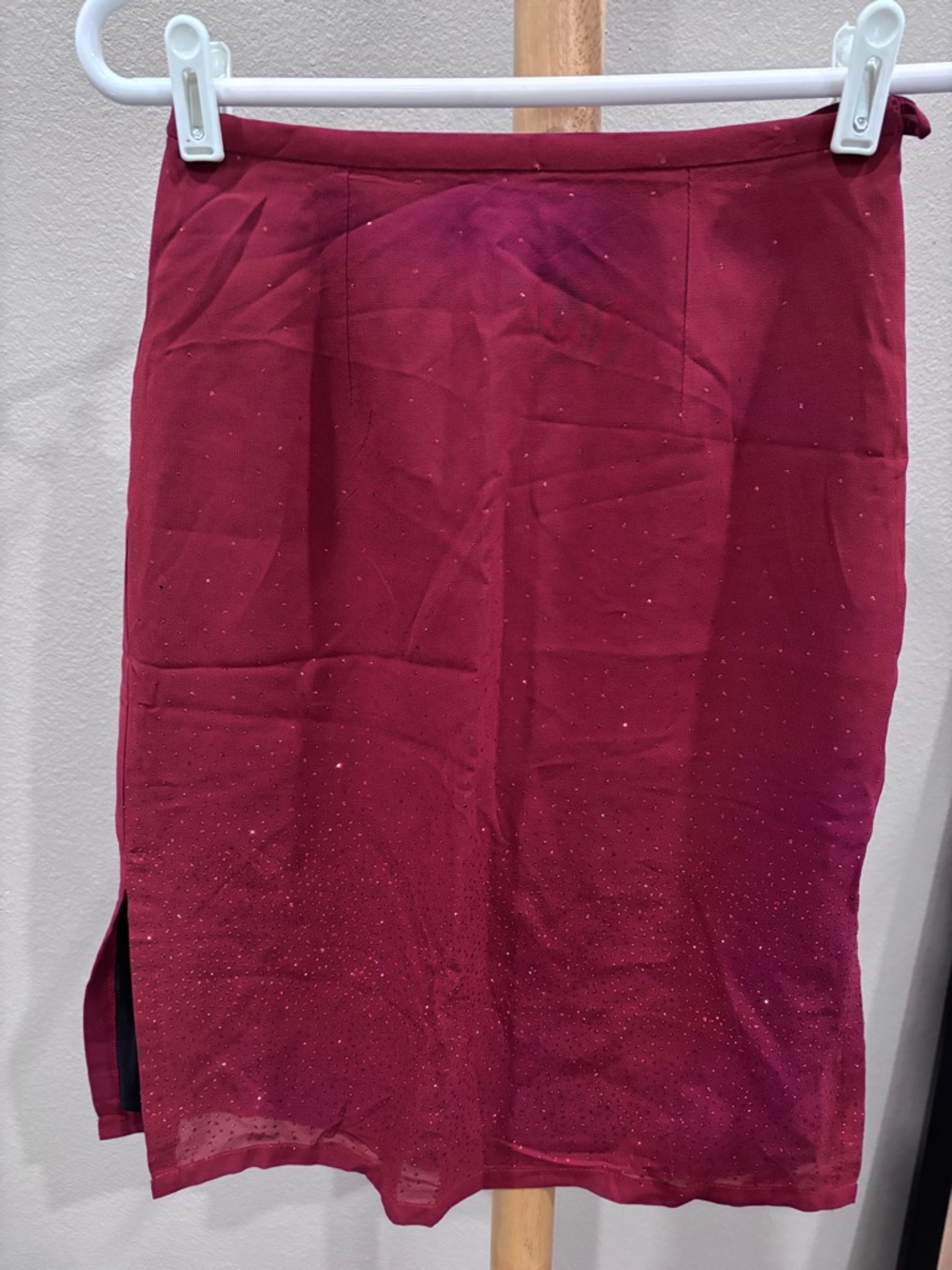 Women's Sparkle Burgundy Pencil Skirt